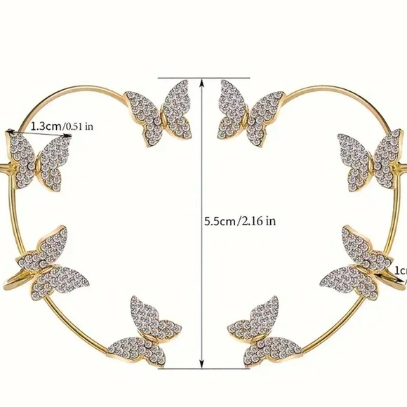 CZ Diamond Butterfly Gold Plated Ear Cuff Earrings‎ Climbers LAST PAIR - Picture 11 of 12